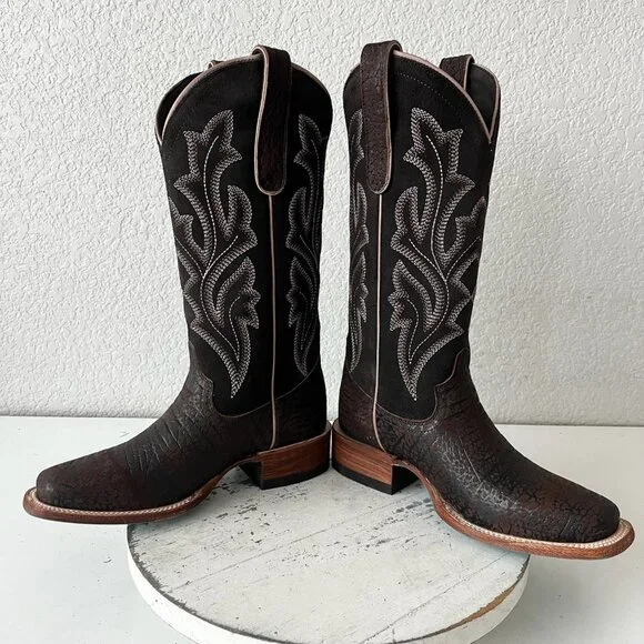 Lane SARATOGA Square Toe Cowboy Boots Dark Brown Western Cowgirl Mid Calf 6 - Picture 7 of 13